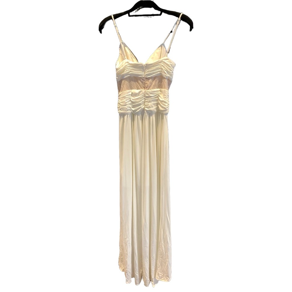 Max and Cleo Sophia White Ruched High-Low Maxi Dress Size 10 - Picture 3 of 12